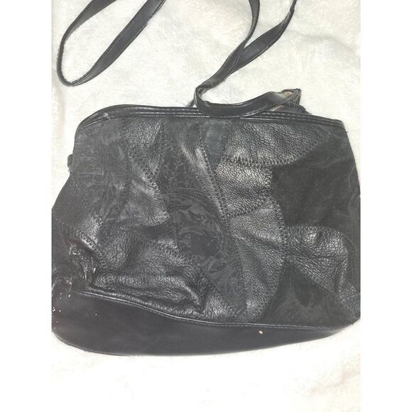 Vintage VR. CLASSICS Black Patchwork Shoulder Bag Womens - Picture 3 of 5